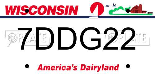 7DDG22 Wisconsin License Plate