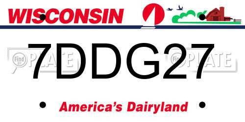 7DDG27 Wisconsin License Plate