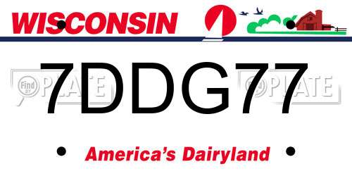 7DDG77 Wisconsin License Plate