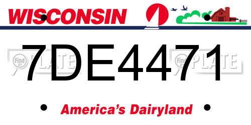 7DE4471 Wisconsin License Plate
