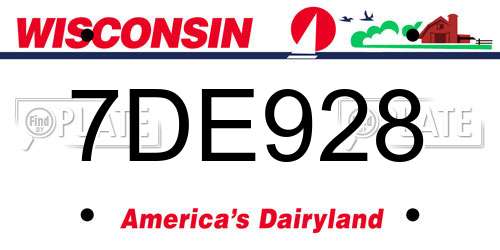 7DE928 Wisconsin License Plate