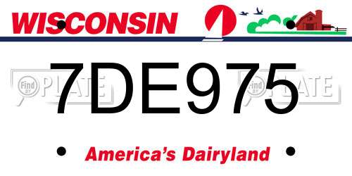 7DE975 Wisconsin License Plate