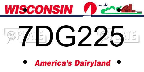 7DG225 Wisconsin License Plate