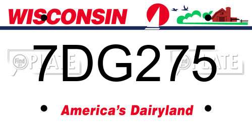 7DG275 Wisconsin License Plate