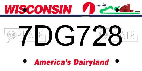 7DG728 Wisconsin License Plate