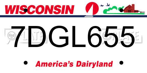 7DGL655 Wisconsin License Plate