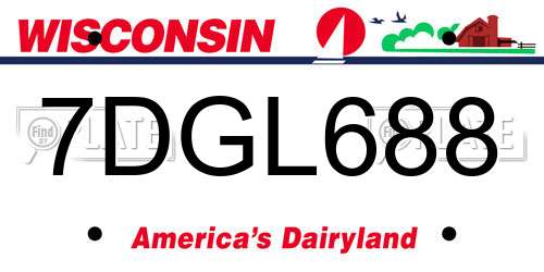 7DGL688 Wisconsin License Plate