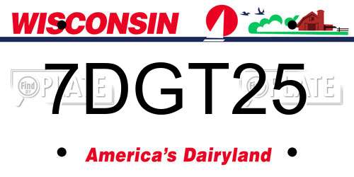 7DGT25 Wisconsin License Plate