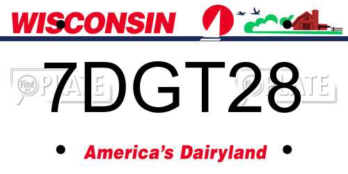7DGT28 Wisconsin License Plate