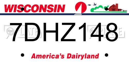 7DHZ148 Wisconsin License Plate