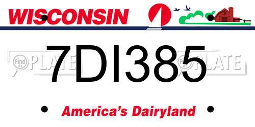 7DI385 Wisconsin License Plate