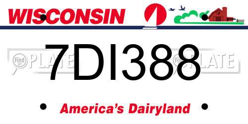 7DI388 Wisconsin License Plate