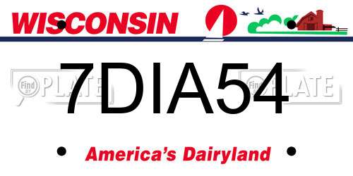 7DIA54 Wisconsin License Plate