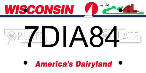 7DIA84 Wisconsin License Plate