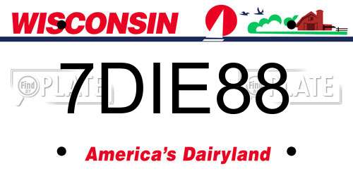 7DIE88 Wisconsin License Plate