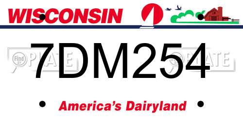7DM254 Wisconsin License Plate