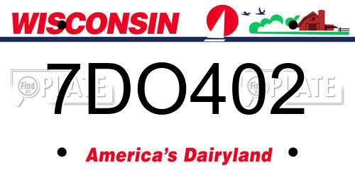 7DO402 Wisconsin License Plate