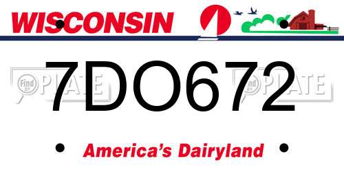 7DO672 Wisconsin License Plate