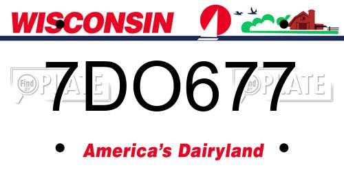 7DO677 Wisconsin License Plate