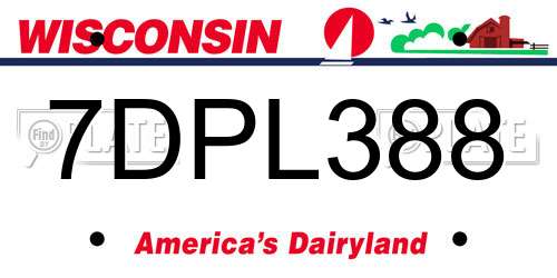 7DPL388 Wisconsin License Plate