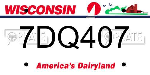 7DQ407 Wisconsin License Plate