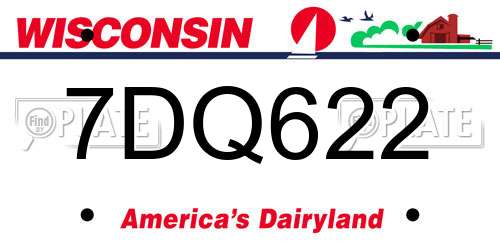 7DQ622 Wisconsin License Plate