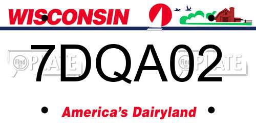 7DQA02 Wisconsin License Plate