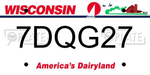 7DQG27 Wisconsin License Plate