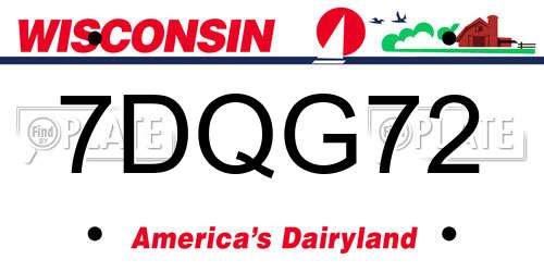 7DQG72 Wisconsin License Plate