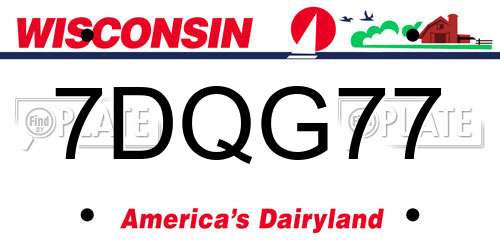 7DQG77 Wisconsin License Plate