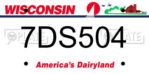 7DS504 Wisconsin License Plate