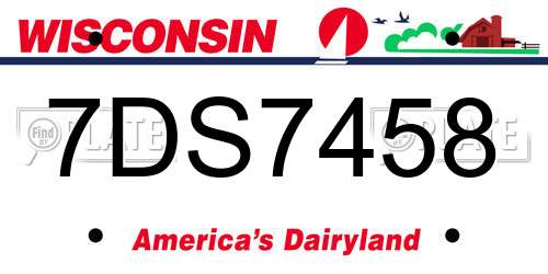 7DS7458 Wisconsin License Plate