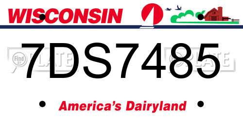 7DS7485 Wisconsin License Plate