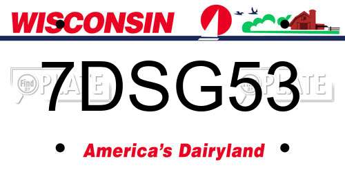 7DSG53 Wisconsin License Plate