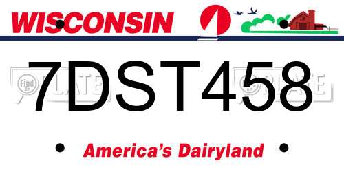7DST458 Wisconsin License Plate