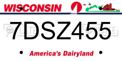 7DSZ455 Wisconsin License Plate