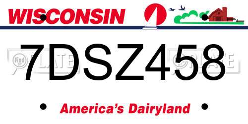 7DSZ458 Wisconsin License Plate
