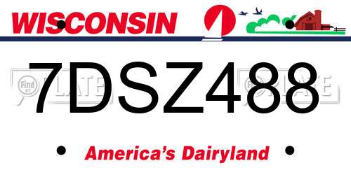 7DSZ488 Wisconsin License Plate