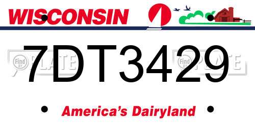 7DT3429 Wisconsin License Plate
