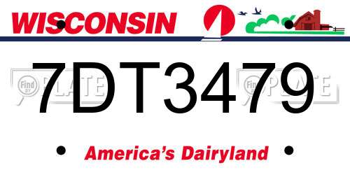 7DT3479 Wisconsin License Plate