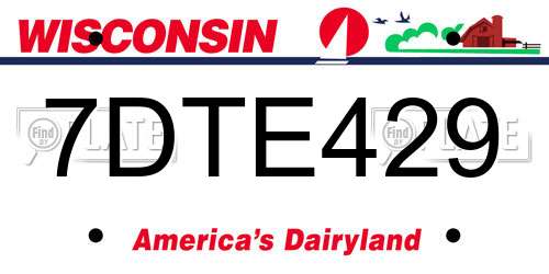 7DTE429 Wisconsin License Plate