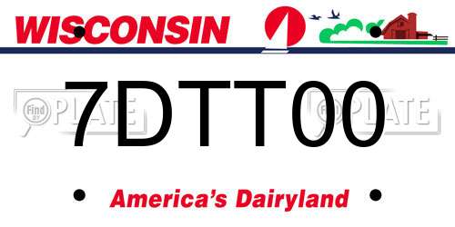 7DTT00 Wisconsin License Plate