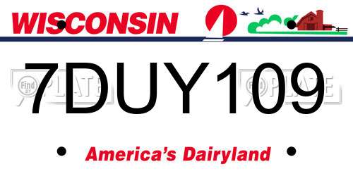 7DUY109 Wisconsin License Plate
