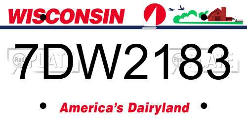 7DW2183 Wisconsin License Plate