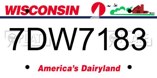7DW7183 Wisconsin License Plate