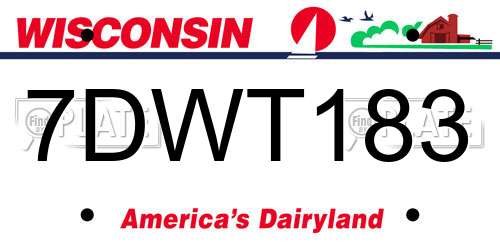 7DWT183 Wisconsin License Plate