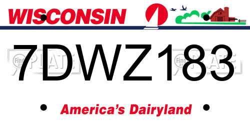 7DWZ183 Wisconsin License Plate