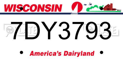 7DY3793 Wisconsin License Plate