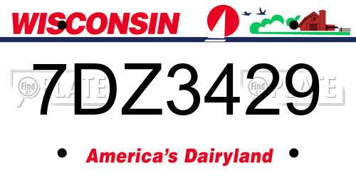 7DZ3429 Wisconsin License Plate