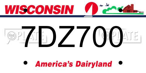 7DZ700 Wisconsin License Plate